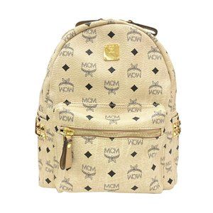 MCM Studded Beige Backpack with Side Studs for Women